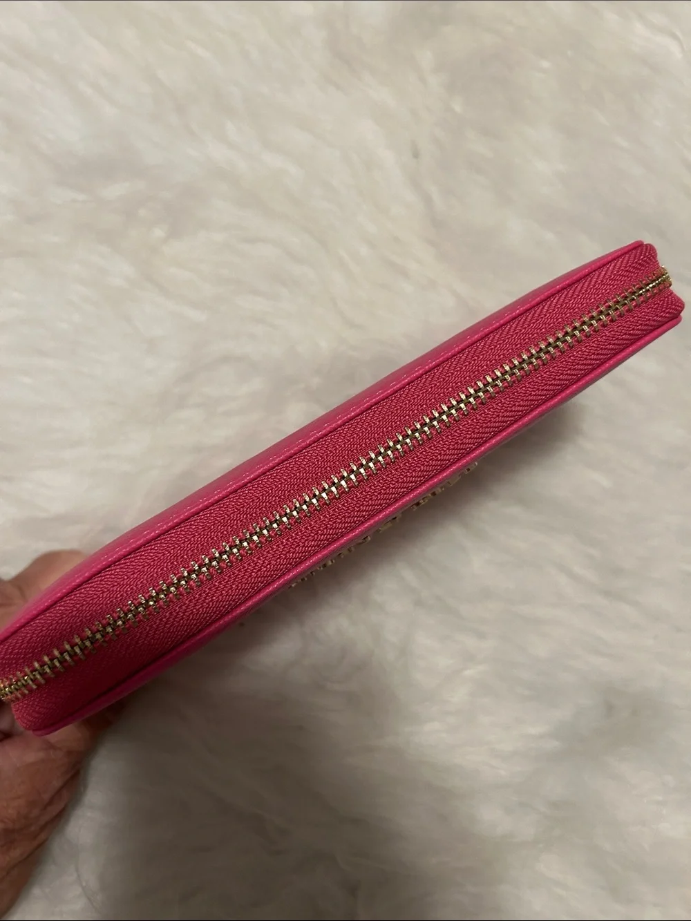 Michael Kors Fuchsia Zip-Around Leather Wallet with Gold Logo